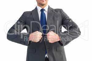Businessman holding his hands out