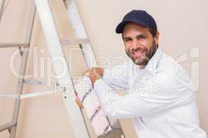 Painter smiling at the camera