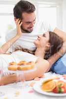 Young couple having a romantic breakfast