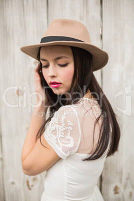 Pretty brunette posing for camera