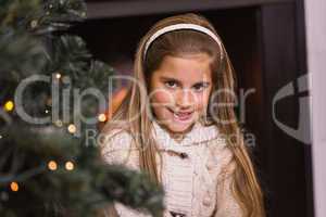 Portrait of a cute little girl at christmas