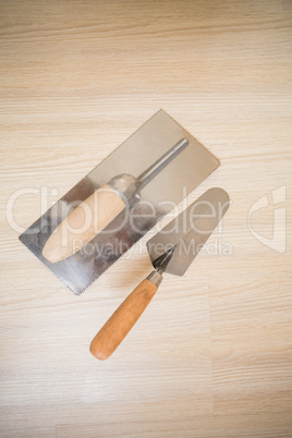 Overhead of trowel and spade