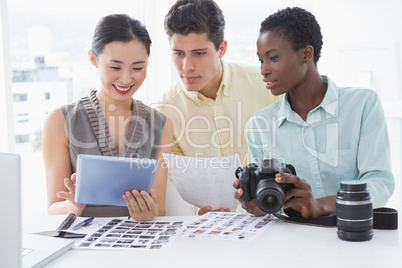 Photo editors working together at desk