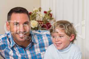 Portrait of smiling father and his son