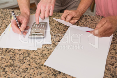 Senior couple paying their bills