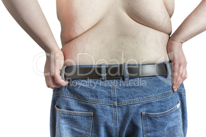 Shirtless overweight Man