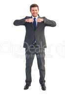 Businessman with his hands up