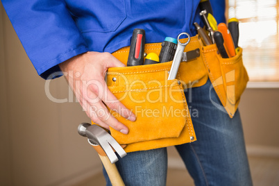 Close up of handyman in tool belt