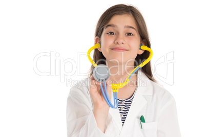Little girl pretending to be a doctor