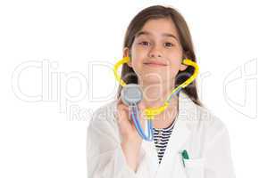 Little girl pretending to be a doctor