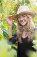 Pretty blonde smiling at camera