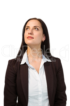 Pretty businesswoman looking up