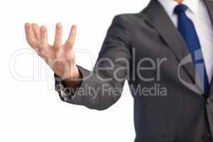 Businessman presenting with his hands