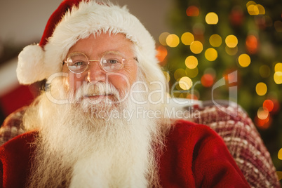 Portrait of happy santa with his glasses