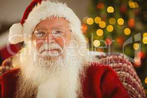 Portrait of happy santa with his glasses