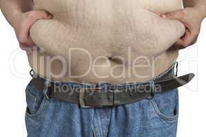 overweight Man ipinching belly fat