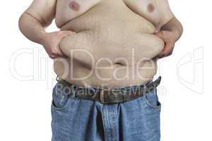 overweight Man ipinching belly fat