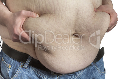 overweight Man ipinching belly fat