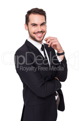 Stylish businessman smiling at camera