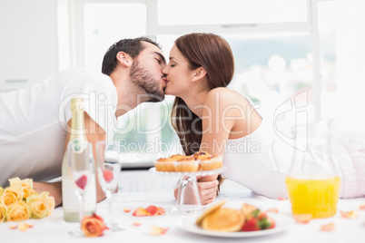 Young couple having a romantic breakfast