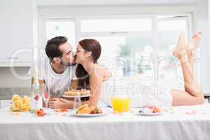Young couple having a romantic breakfast