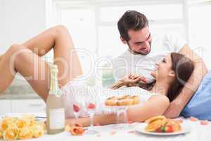 Young couple having a romantic breakfast