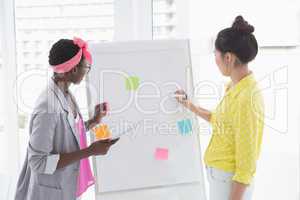 Young creative women brainstorming together