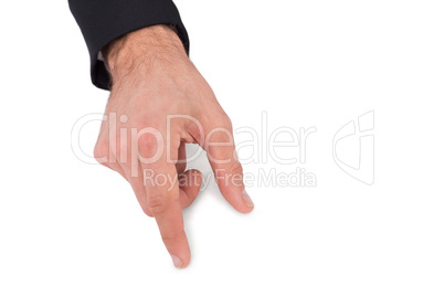 Businessman measuring something with these fingers