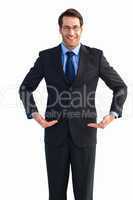 Businessman holding something with his hands