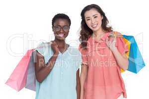 Female friends holding shopping bags