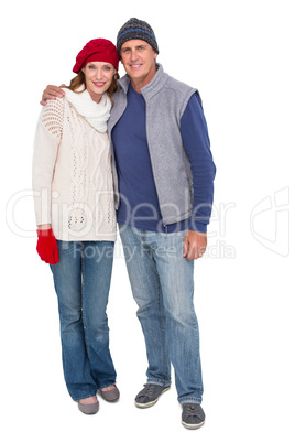 Happy couple in warm clothing