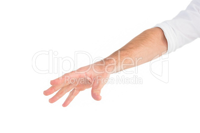 Businessman holding his hand out