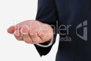 Close up of a businessman with hand out