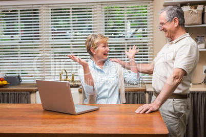 Senior couple using the laptop together