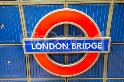 LONDON - SEPTEMBER 28, 2013: London Bridge underground sign. Lon