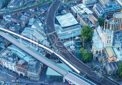 London railway - aerial view