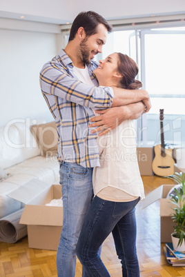 Cute couple hugging and smiling