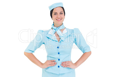 Pretty air hostess smiling at camera