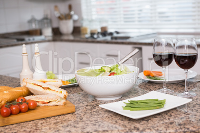 Lunch laid out on the counter