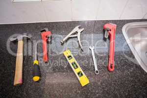 Plumbing tools on the counter