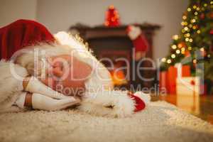 Santa claus resting on the rug