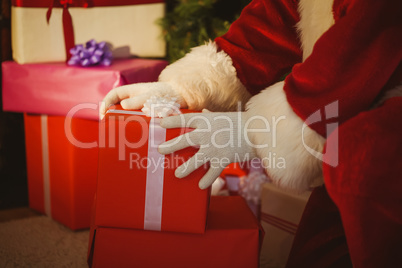 Santa claus delivering presents