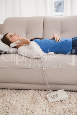 Pretty brunette talking on the phone