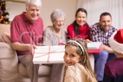 Portrait of a pretty little girl at christmas