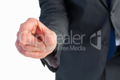 Businessman pointing with his finger