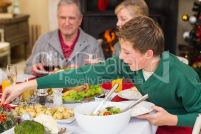 Extended family at the christmas dinner table