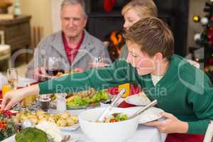 Extended family at the christmas dinner table