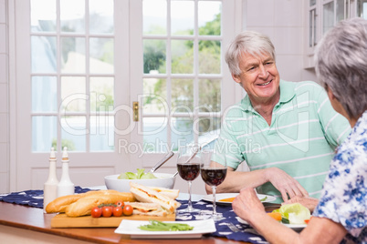 Senior couple having lunch together