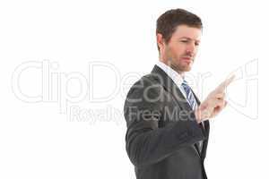 Businessman standing and pointing the finger