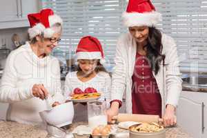 Multi-generation family baking together